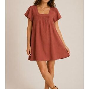 Madewell Rust Gauze Mini Dress Size Small
